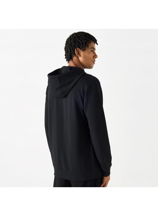 Kappa Textured Hoodie with Long Sleeves and Kangaroo Pocket