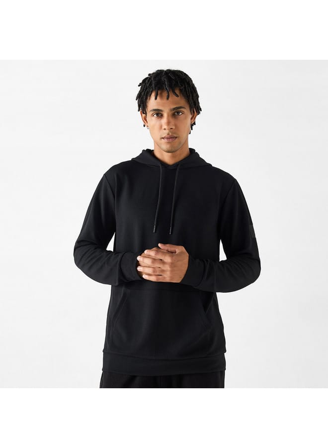 Kappa Textured Hoodie with Long Sleeves and Kangaroo Pocket