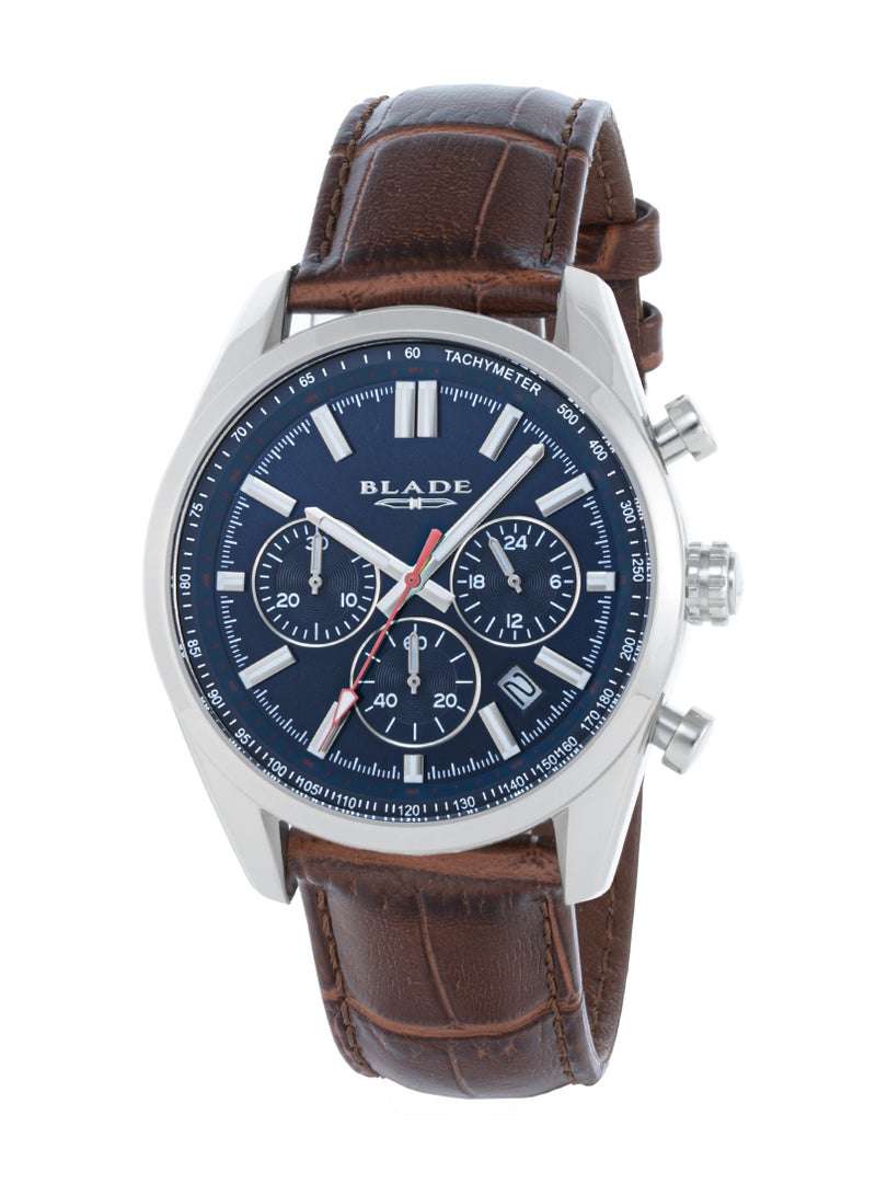 BLADE Spry Blue 3644G1SBO SS Case & Leather Strap Chronograph Men's Watch