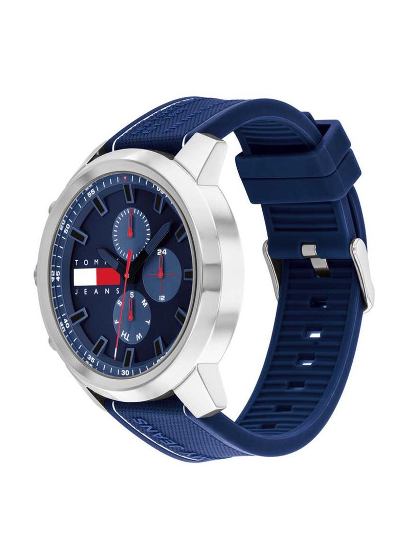 Round Analog Men's Blue Case Wrist Watch - 1710582