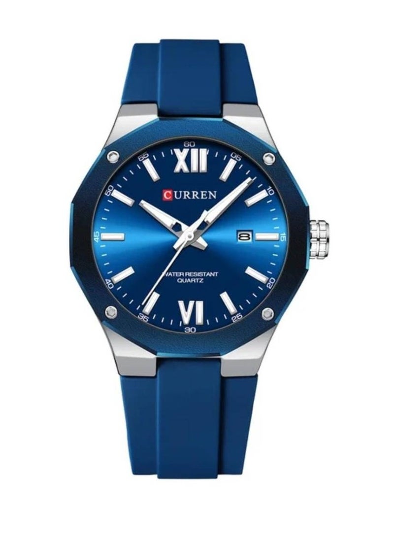 CURREN 8465 Men's Watch Waterproof Silicone Strap Sports Quartz Watch Fashion Bracelet Men's Luxury Watch - Blue