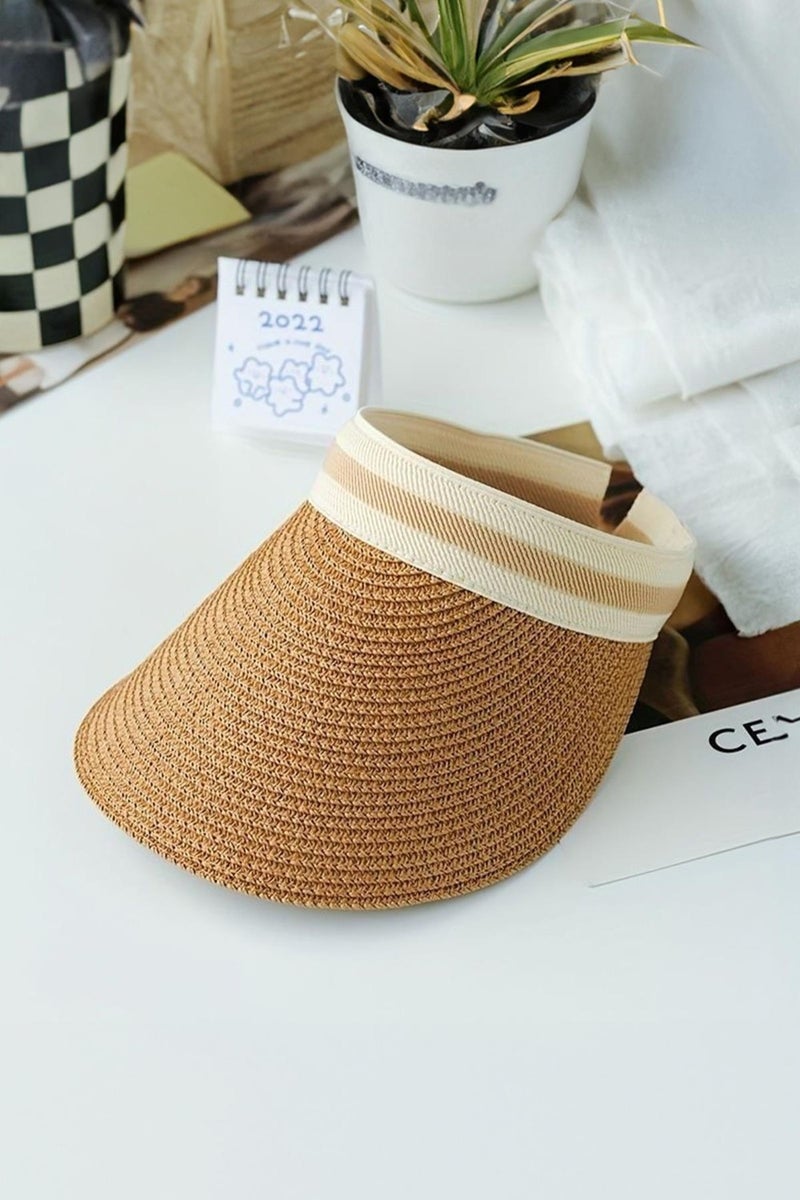 Straw Imported Luxury Camel Visor Hat Skull