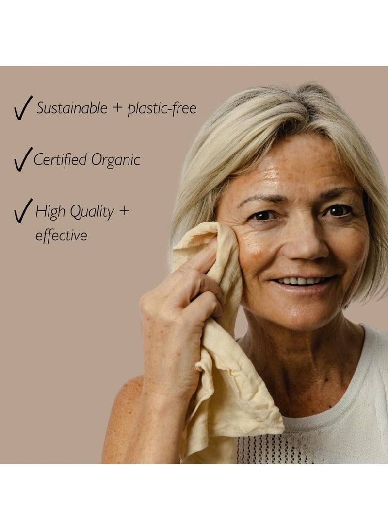 Organic Muslin Cloths 2pcs Certified Organic Removes Make Up Double Layered and Eco Friendly for All Skin Types