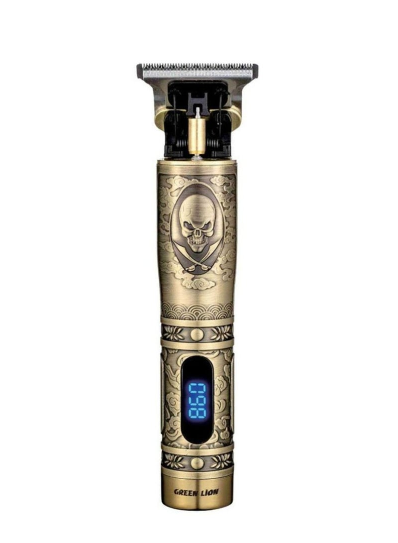 Pirates Hair Trimmer with 3 Clippers 600mAh, 6500RPM, LCD Display, 60minutes Working Time, Type-C Charging, Metal Body, Lightweight & Portable - Gold