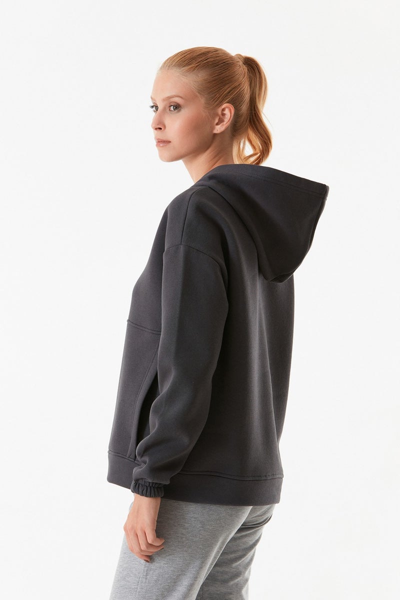 Basic Oversize Half Zip Hooded Sweatshirt