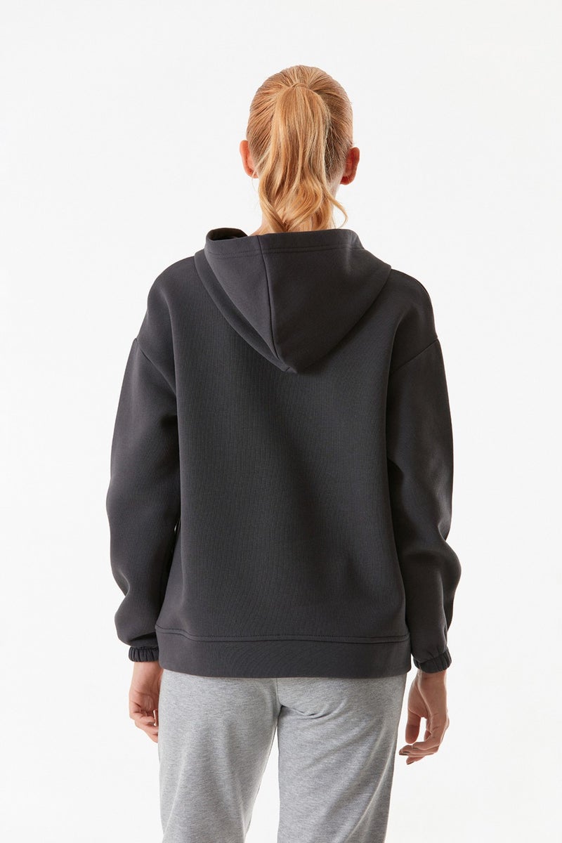 Basic Oversize Half Zip Hooded Sweatshirt