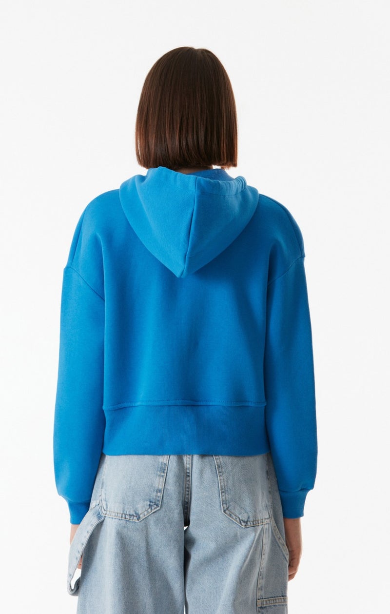 Basic Pocket Hooded Crop Sweatshirt