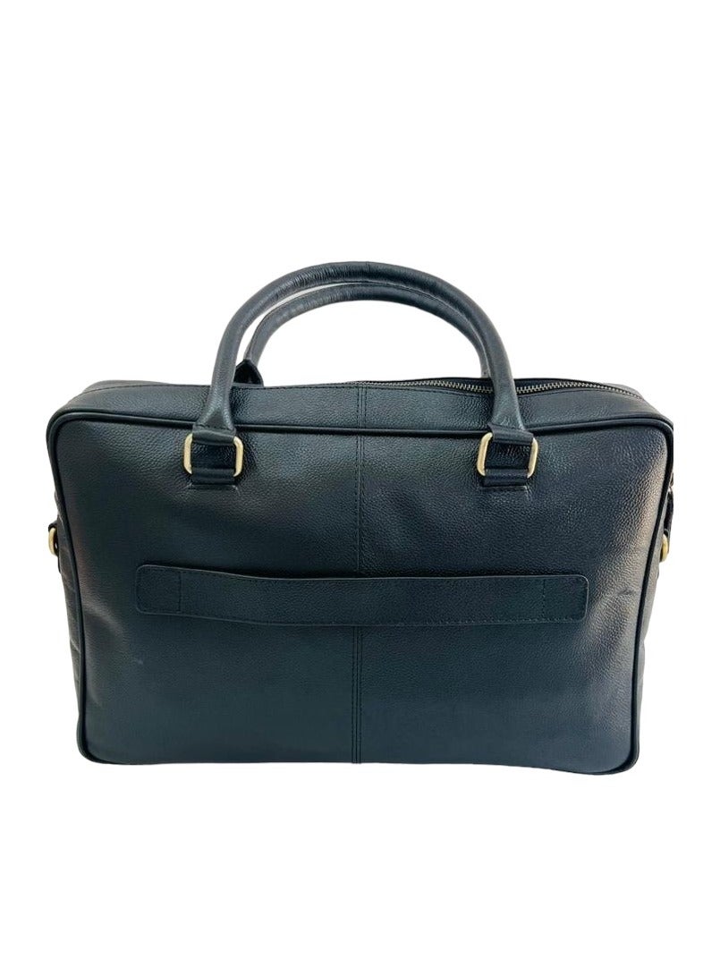 LA Leather Briefcase with Handles and Zip Closure