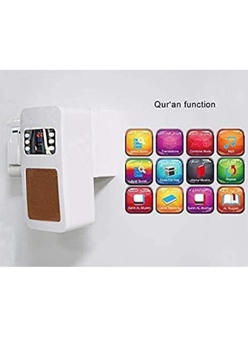 Smart Wall Plug Quran Speaker – 16 Reciters & Translations with Remote, Bluetooth, USB, and App Control (8GB)