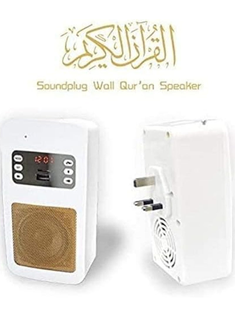 Smart Wall Plug Quran Speaker – 16 Reciters & Translations with Remote, Bluetooth, USB, and App Control (8GB)