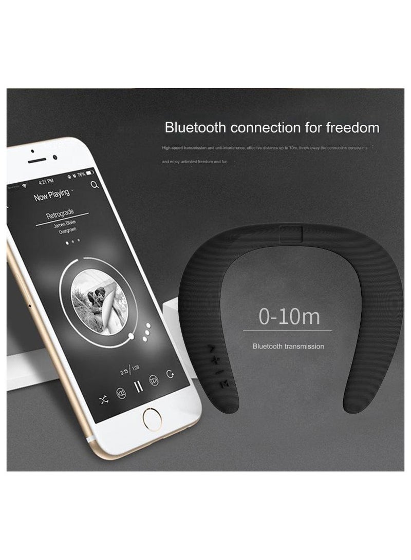 5D new stereo wireless Bluetooth U-shaped neck hanging speaker, neck hanging microphone, Bluetooth speaker