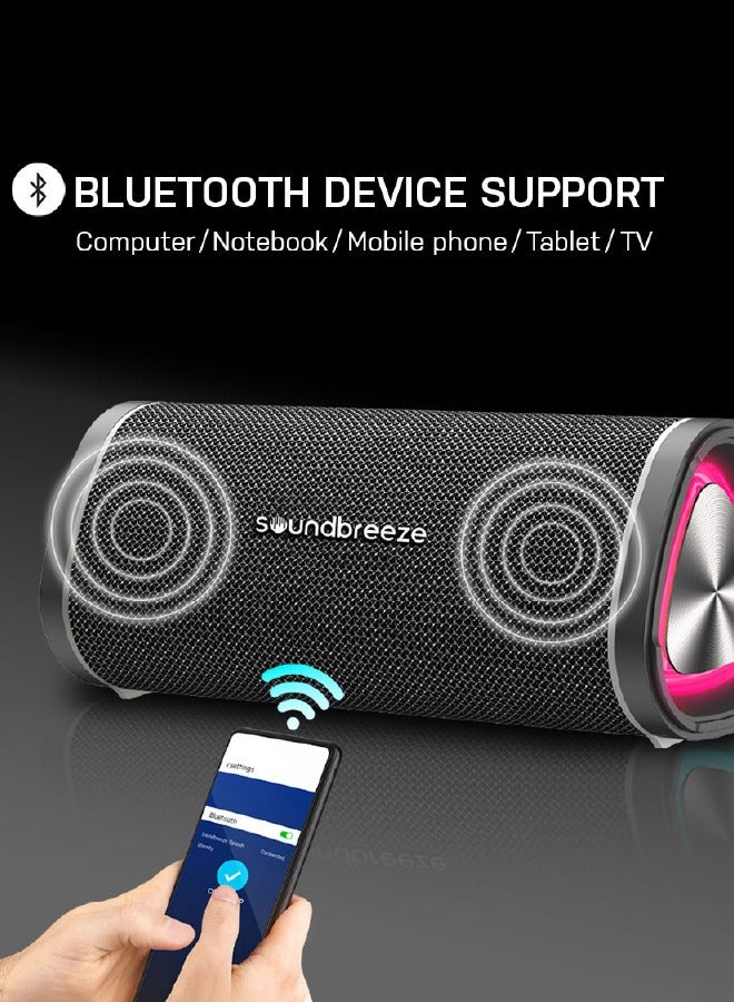 SEEKEN Soundbreeze Portable Bluetooth Speaker - Black | 10H Playtime | TWS Function | SD Card Support | Premium Design | High-Quality.