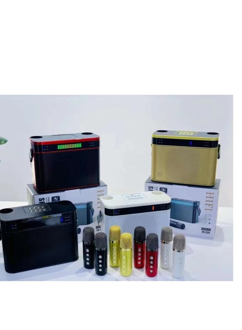 YS-224 Bluetooth Speaker portable with 2 Microphones Wireless Rechargeable Sound Amp Device for Singing Portable Bluetooth Speaker with 2 Microphones Wireless Rechargeable Sound Amp Device for Singing