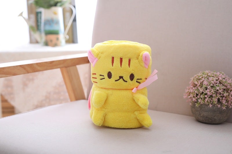 Plush Fleece Folding AC Blanket GiftYellow Cat Yellow Cat