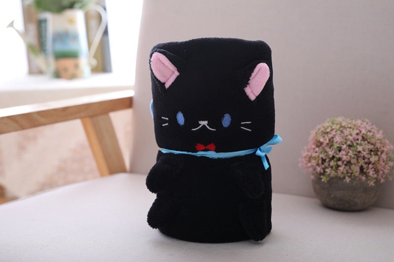 Plush Fleece Folding AC Blanket GiftBlack Cat Black Cat