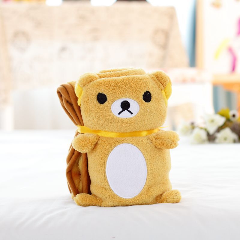 Plush Fleece Folding AC Blanket GiftYellow Bear Yellow Bear