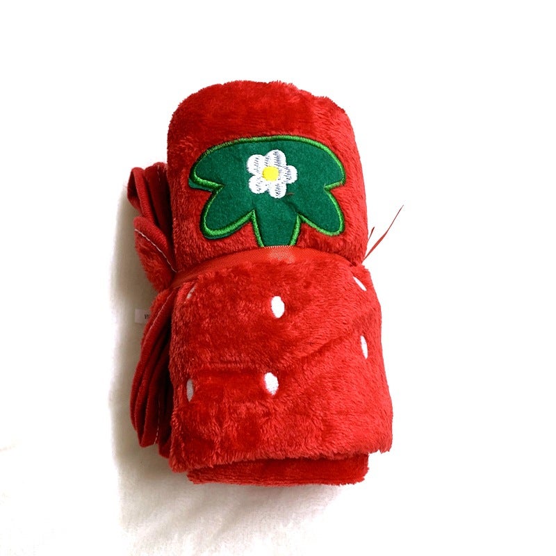 Plush Fleece Folding AC Blanket GiftStrawberry Strawberry