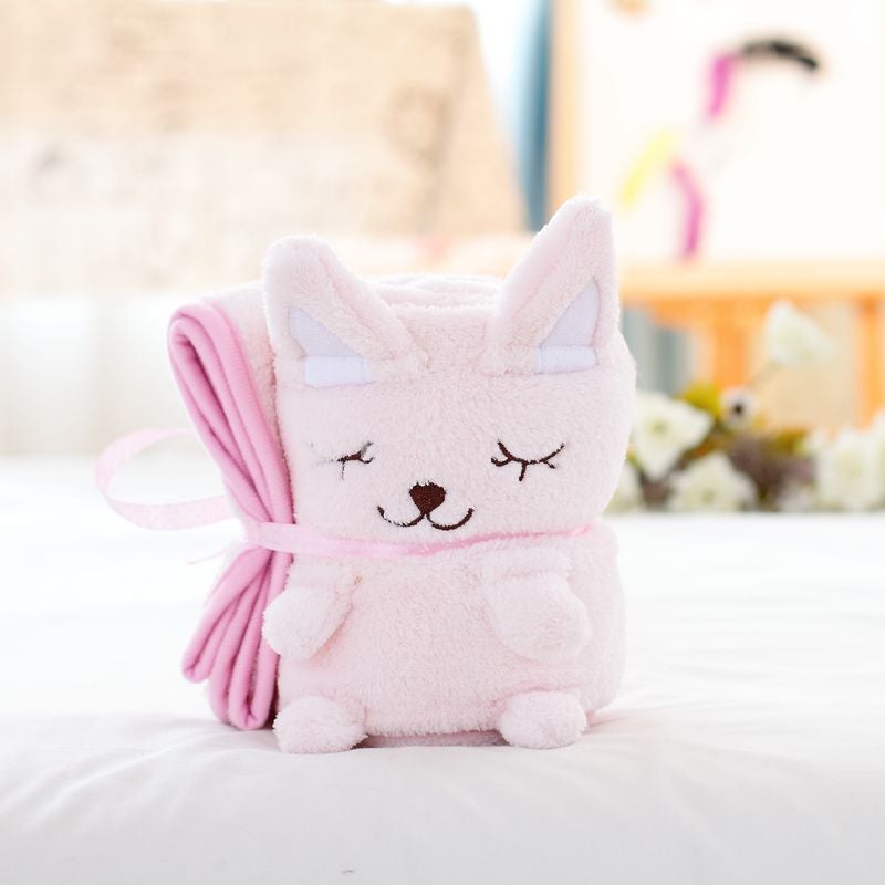 Plush Fleece Folding AC Blanket GiftPowder Rabbit Powder Rabbit