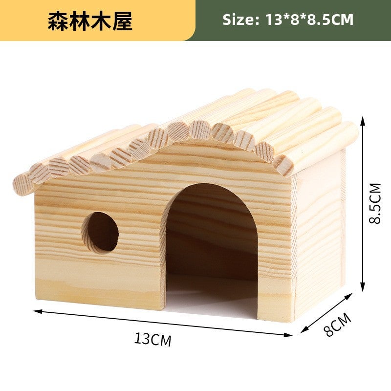 Hamster Apple Branch Fence Landscaping Toy Climbing Ladder Golden Bear Cage Decoration Escape Furniture Grinding Bar FenceForest Wooden House Forest Wooden House