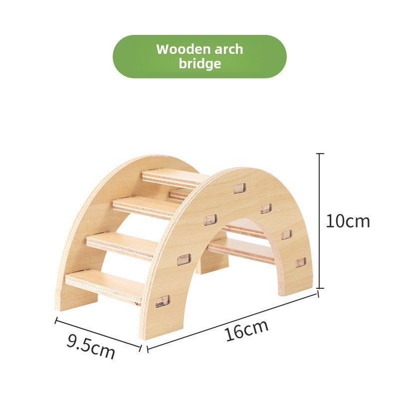 Hamster Apple Branch Fence Landscaping Toy Climbing Ladder Golden Bear Cage Decoration Escape Furniture Grinding Bar Fencewooden arch bridge wooden arch bridge