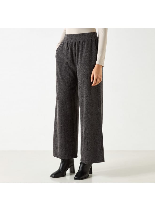 Iconic Textured Wide Leg Pants with Elasticated Waistband