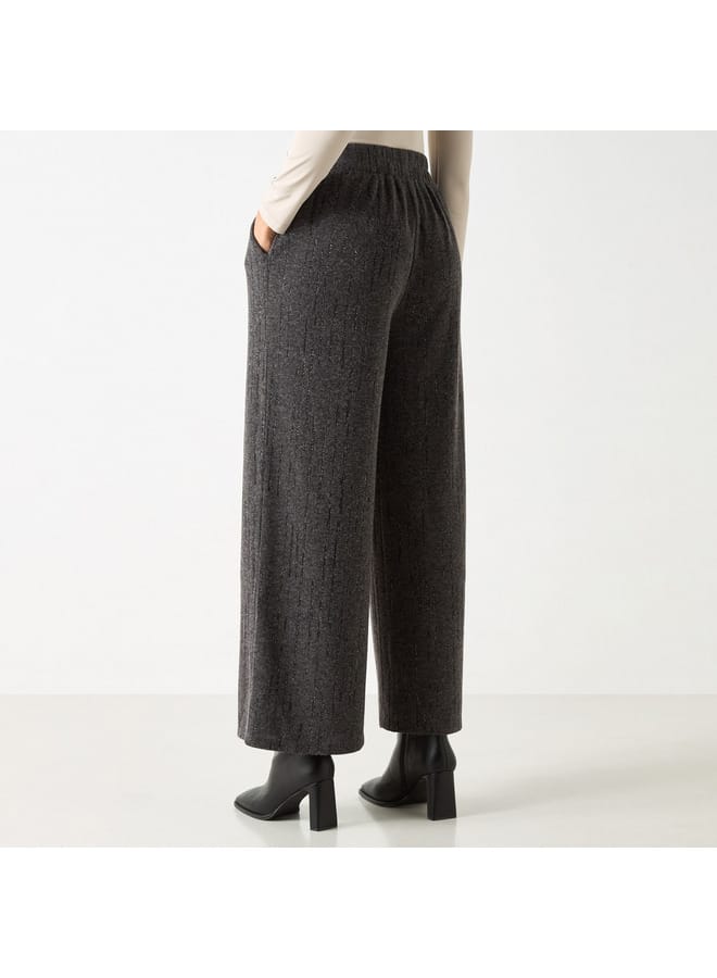 Iconic Textured Wide Leg Pants with Elasticated Waistband