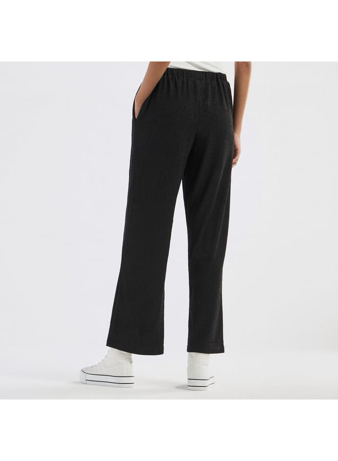 Textured Pants with Drawstring Closure