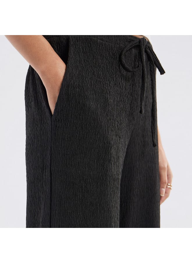 Textured Pants with Drawstring Closure