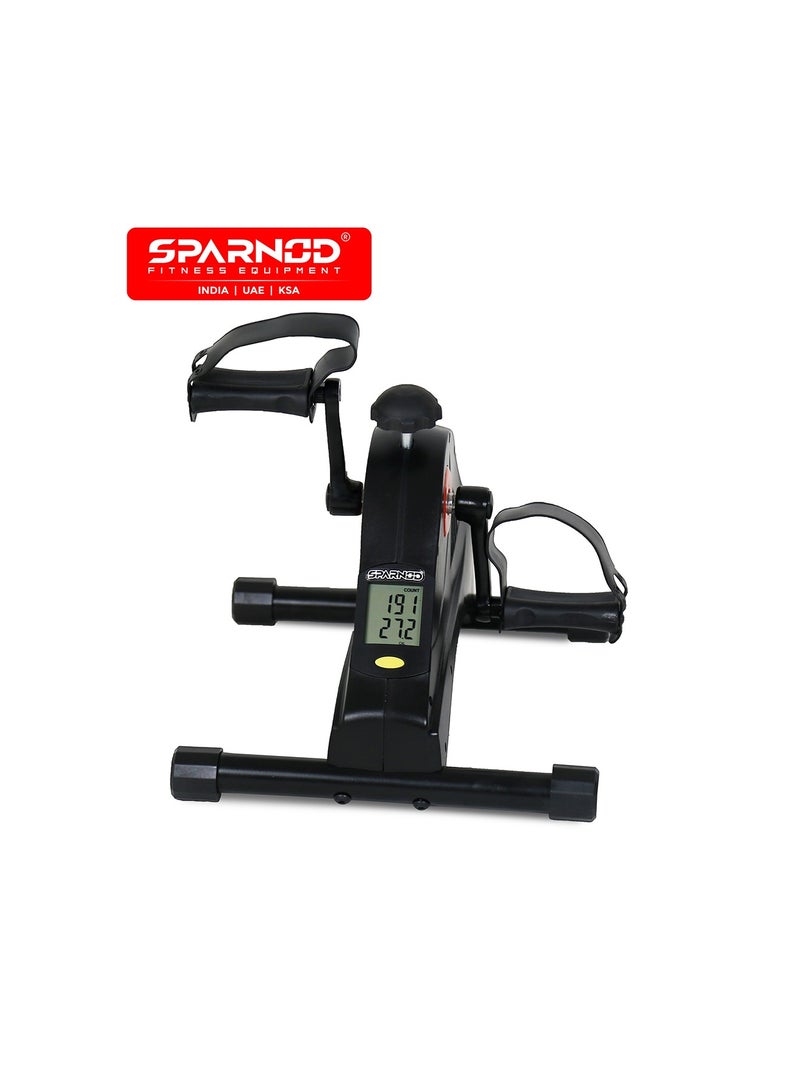 Sparnod Fitness SMB-250 Mini Cycle Pedal Exerciser: Versatile Arms and Feet Workout with Adjustable Resistance, LCD Tracker, and Portable Silent Operation for Home and Office Use