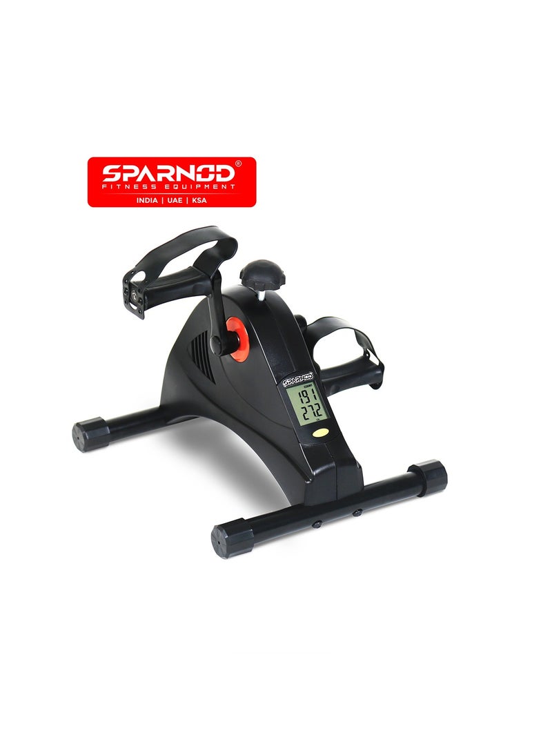 Sparnod Fitness SMB-250 Mini Cycle Pedal Exerciser: Versatile Arms and Feet Workout with Adjustable Resistance, LCD Tracker, and Portable Silent Operation for Home and Office Use