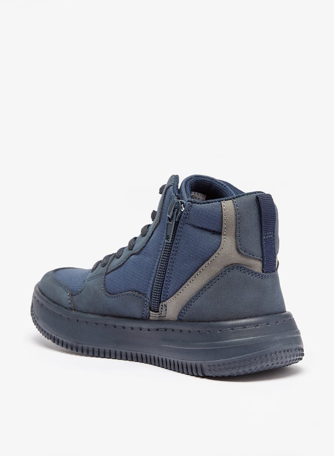 Boys Mister Panelled High Top Sneakers with Zip Closure