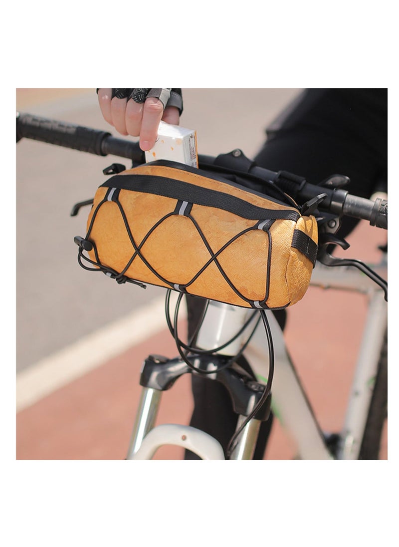 Bike Waterproof Handlebar Bag, DuPont Paper Bicycle Front Storage Roll Bag for Mountain Road Bikes, Large Capacity Zipper Closure Commuter Shoulder Bag, Professional Cycling Accessories, Yellow