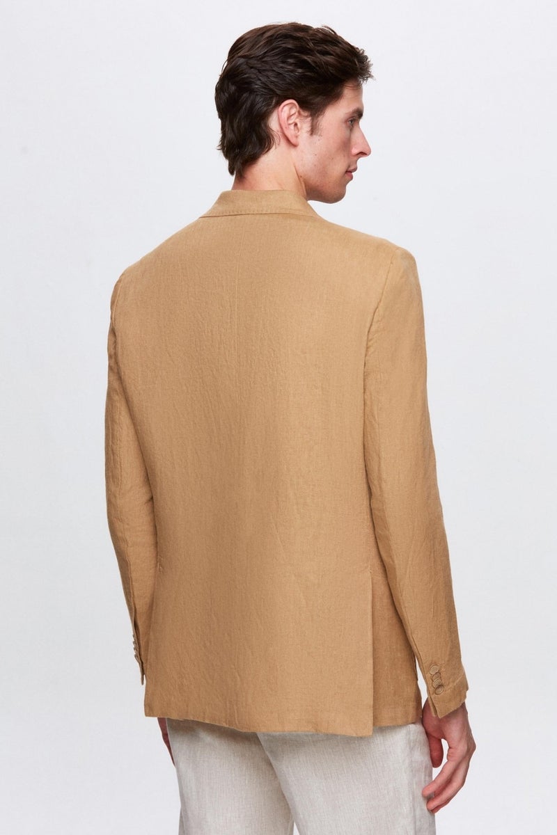 Ds Damat Regular Fit Beige Plain Fabric Jacket