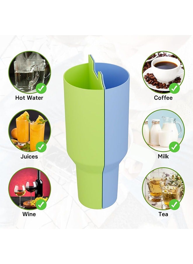 Stanley Cup Divider Insert - Two Drinks One Cup Silicone Divider Liner for 40oz Stanley Tumbler Silicone Double Inner Tray Stanley Cup Accessories Reusable Liner for Dual-Sided Drink(Green/Blue)