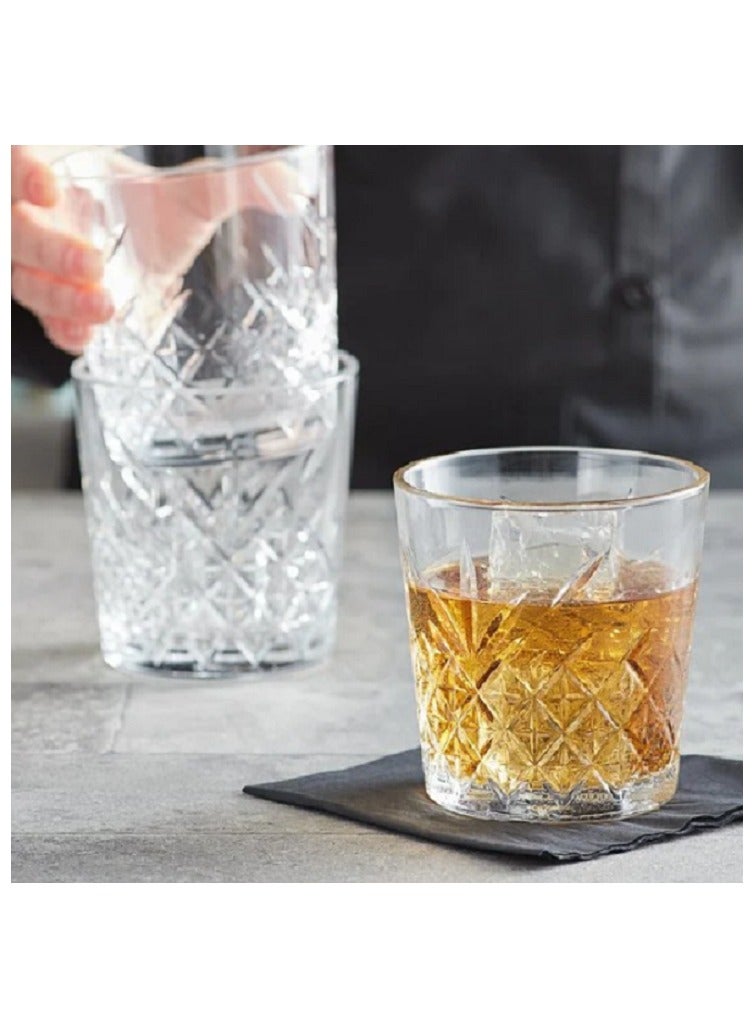 4 Pieces Timeless Whisky Tumbler, 355 Ml, 96.5 Mm Height, 92 Mm Diameter, Fully Tempered, Stackable Clear