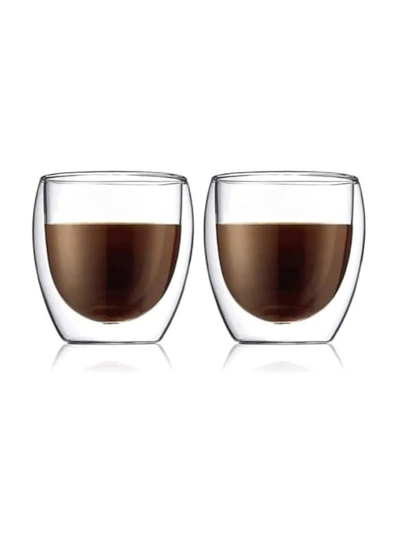 Double Wall Glass Tumbler, Clear, Suitable for Coffee, Coffee cups set