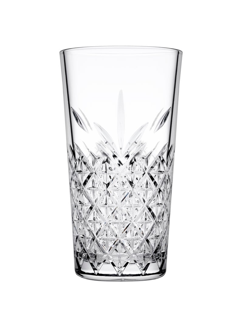 4 Pieces Timeless Long Drink Tumbler, 470 Ml, 159 Mm Height, 85.5 Mm Diameter, Fully Tempered, Stackable Clear