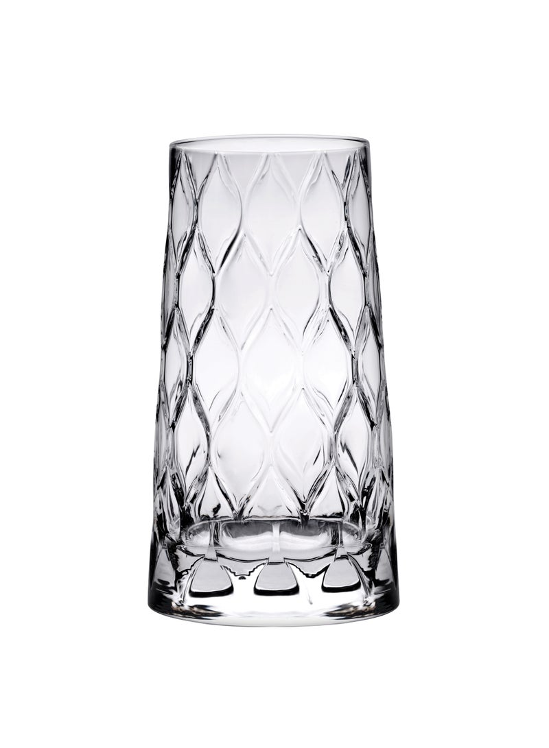 4 Pieces Leafy Long Drink Glass Set 450 Ml Clear