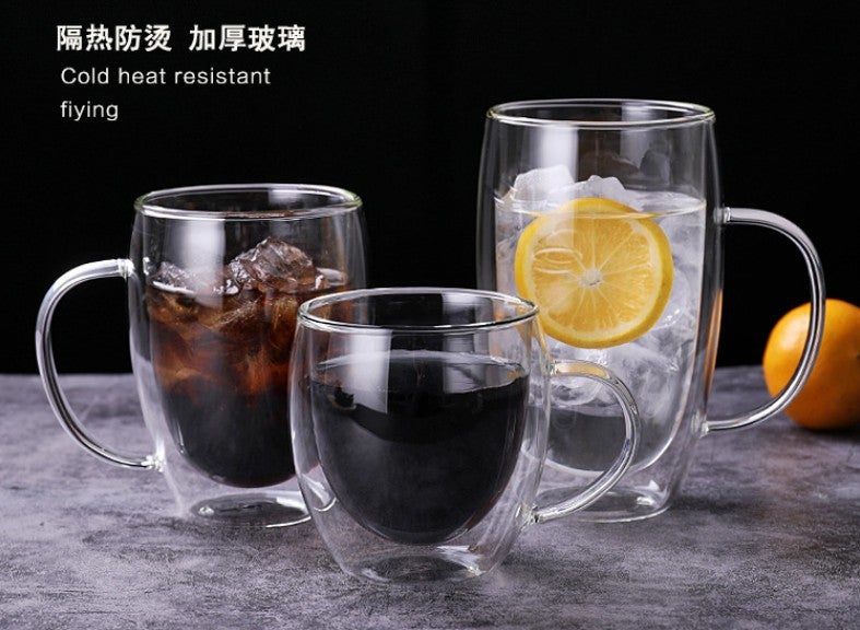 Double Wall Borosilicate Glass Cup Insulated With a double cup