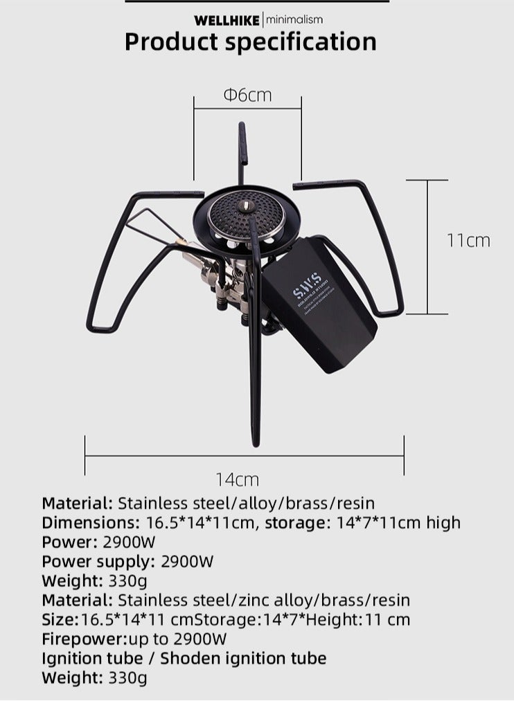 Spider Stove Black Spider Folding Card Stove Camping Tableware Camping Kitchenware Camping Barbecue Stove Gas Stove