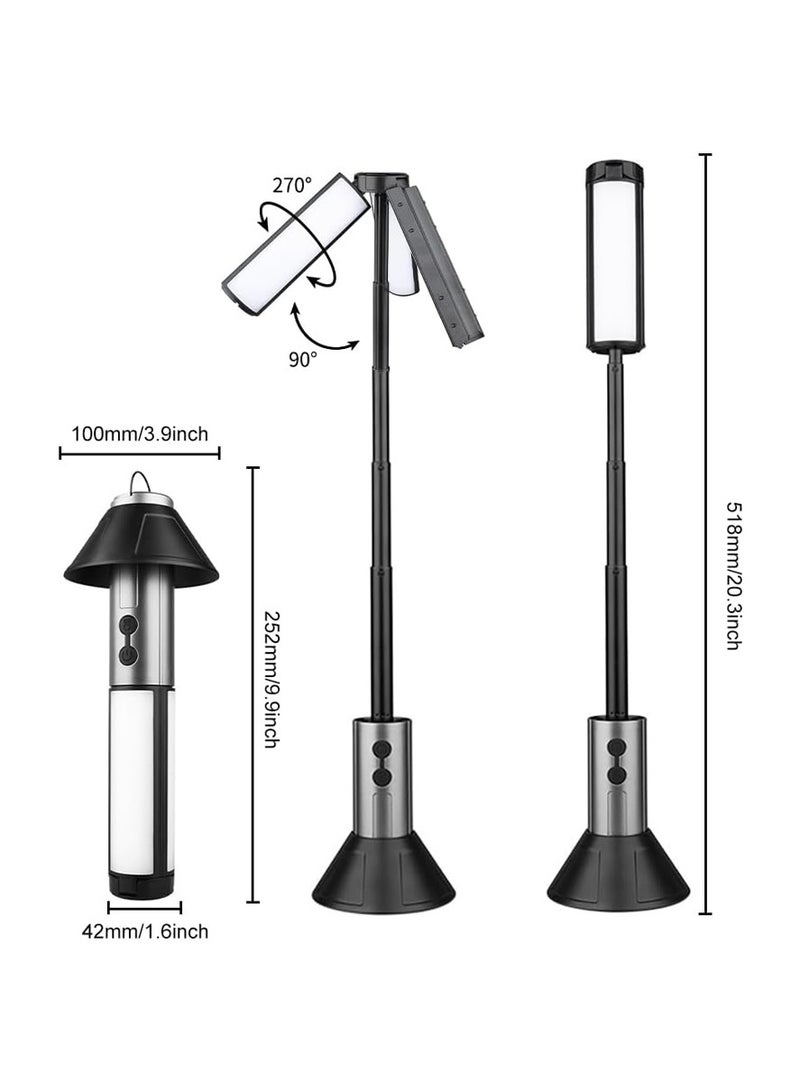 Rechargeable Multifunctional Camping Light YD-2324 - Waterproof adjustable triple lamp heads, telescopic design  perfect for Hiking, Camping, Fishing, and Travel