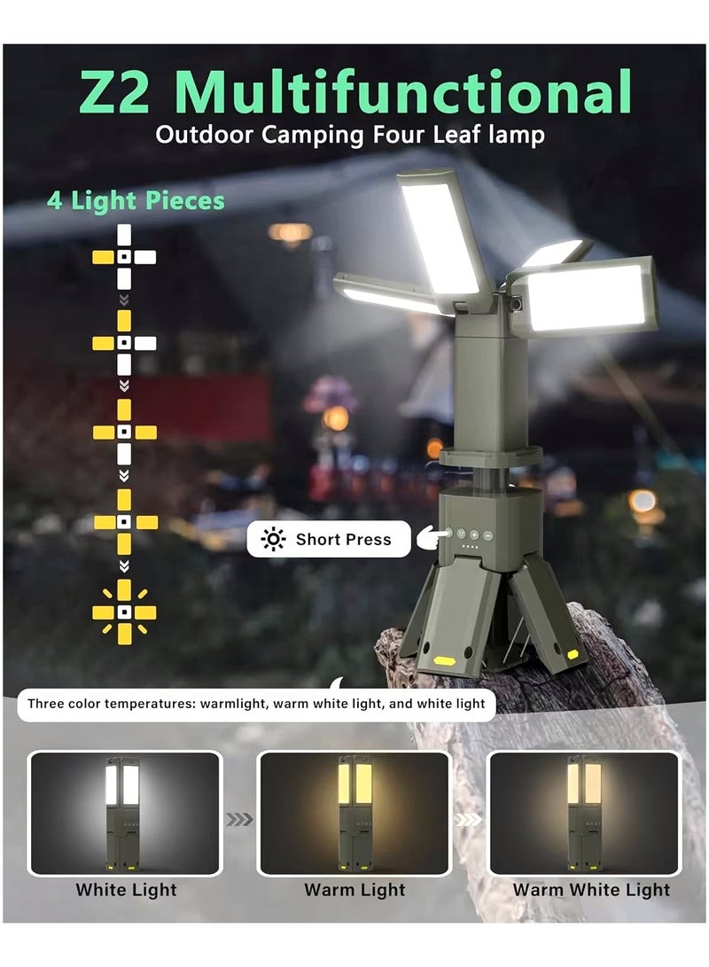 Rechargeable Multifunctional Outdoor Waterproof Four Leaf Camping Light Z2 - , Telescopic design, Adjustable light pool height,  perfect for Hiking, Camping, Fishing, and Travel