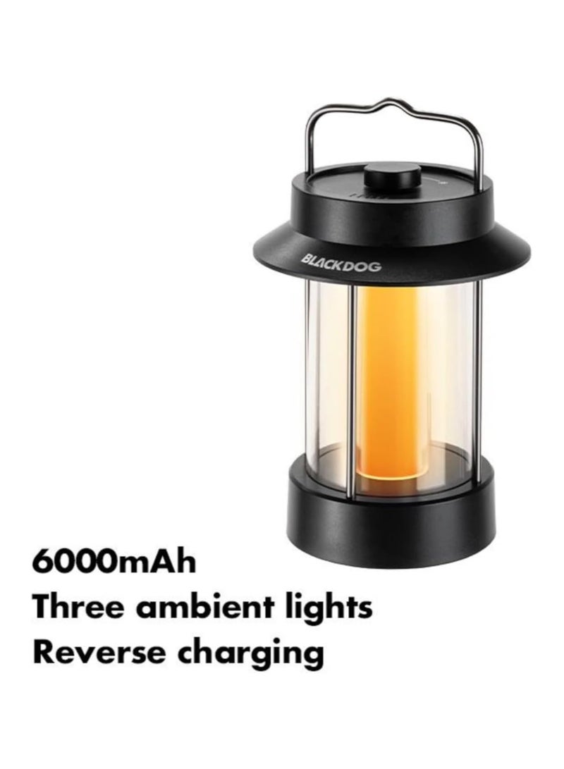 MADNESS SPORTS TRADING Blackdog 3 Dimensional Outdoor Camping USB Rechargeable Lantern with 3 Levels of Ampient Light  500 g Black Medium