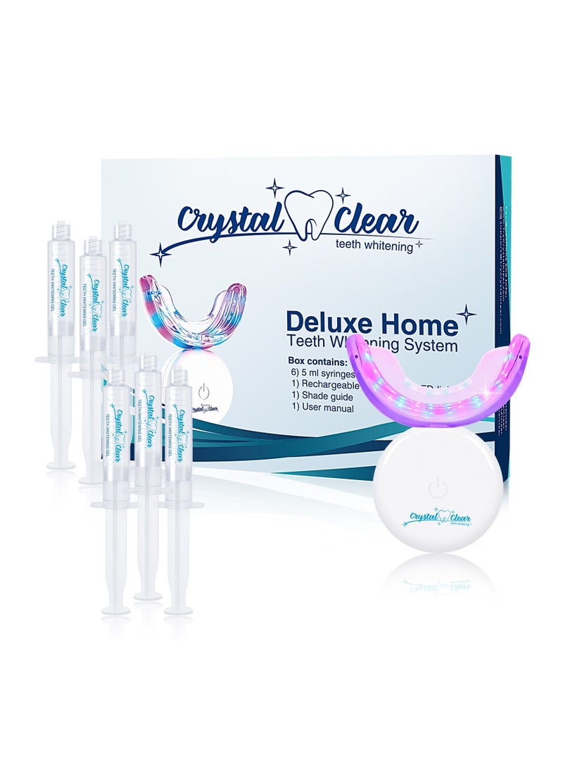 Crystal Clear Teeth Whitening Kit, 30 Minute Express Fast Results for Teeth Whitening at Home, Non Sensitive Teeth Whitening Kit with Rechargeable LED Light, MADE IN USA! Dentists APPROVED.