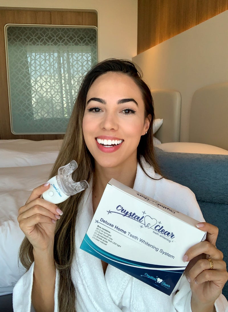 Crystal Clear Teeth Whitening Gel Kit with LED light  - Made In USA and Dentists Approved