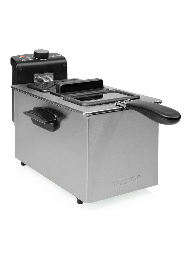 FR-6947 Pro Oil Fryer - 3L, Stainless Steel, 2000W, Cold Zone with Lid Filter and Viewing Window