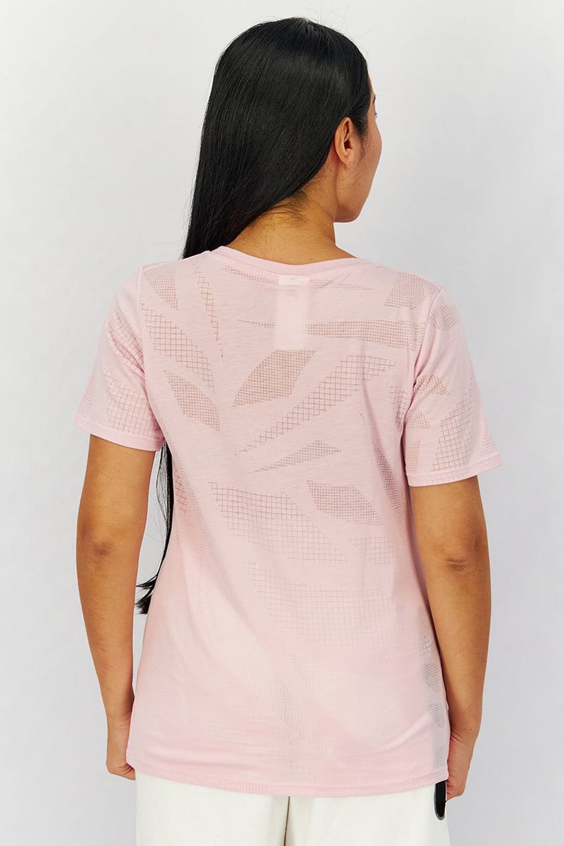 Women Sportswear Fit Short Sleeve Burnout T-shirt, Pink