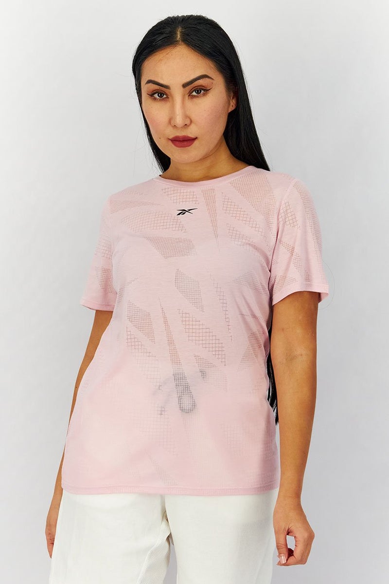 Women Sportswear Fit Short Sleeve Burnout T-shirt, Pink