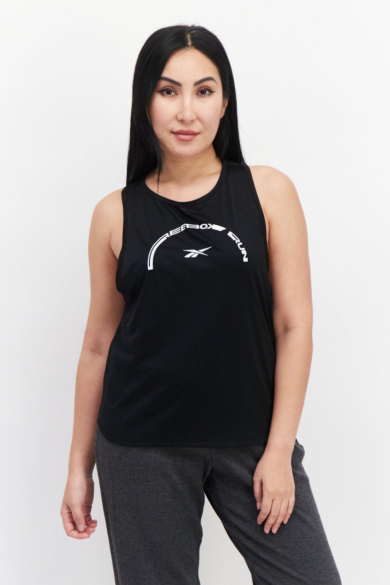 Women Sportswear Fit Sleeveless Running Tank Top, Black