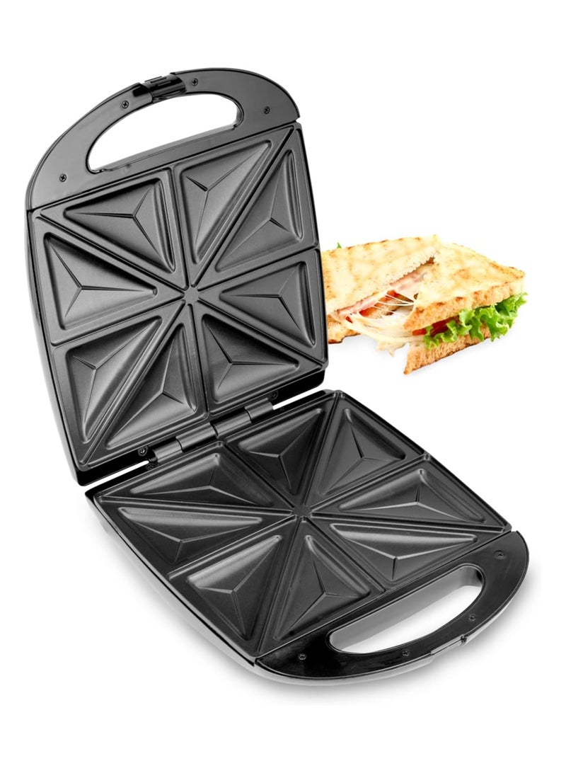 Geepas 4 Slice Sandwich Maker - Cooks Delicious Crispy Sandwiches - Cool Touch Handle, Automatic Temperature Control and Non-Stick Plate - Breakfast Sandwiches & Cheese Snack